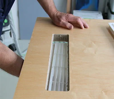 færdig udskæring til ventilationsgitter