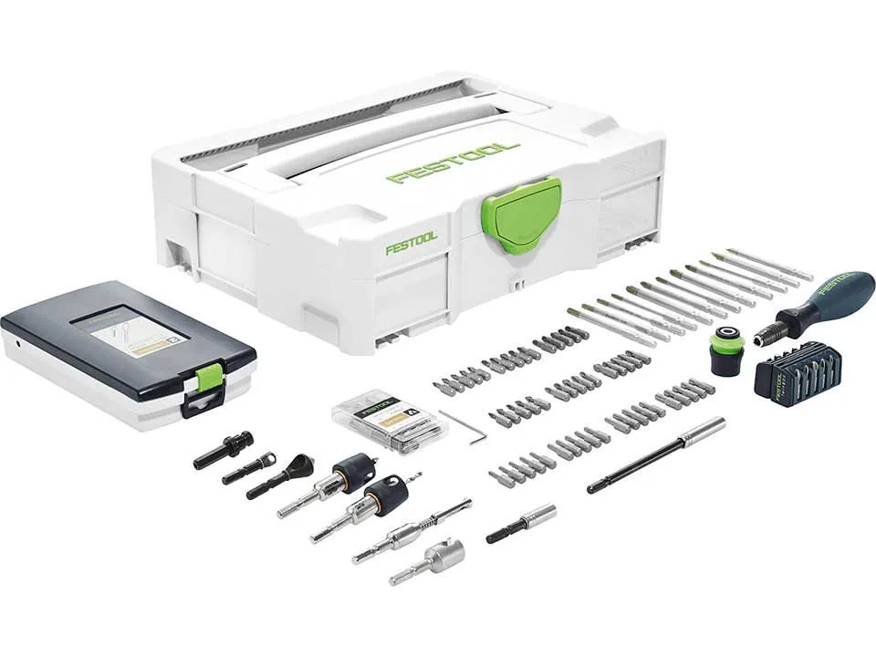 Festool akku bore-/skruemaskine med CENTROTEC-system og tilbehør til præcist og fleksibelt arbejde
