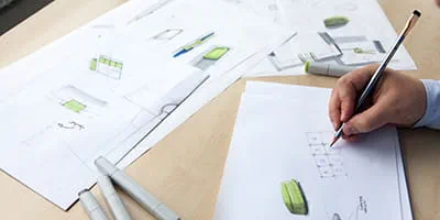 En af produktskitserne fra produktdesigner Timo Kuhls hos Festool.